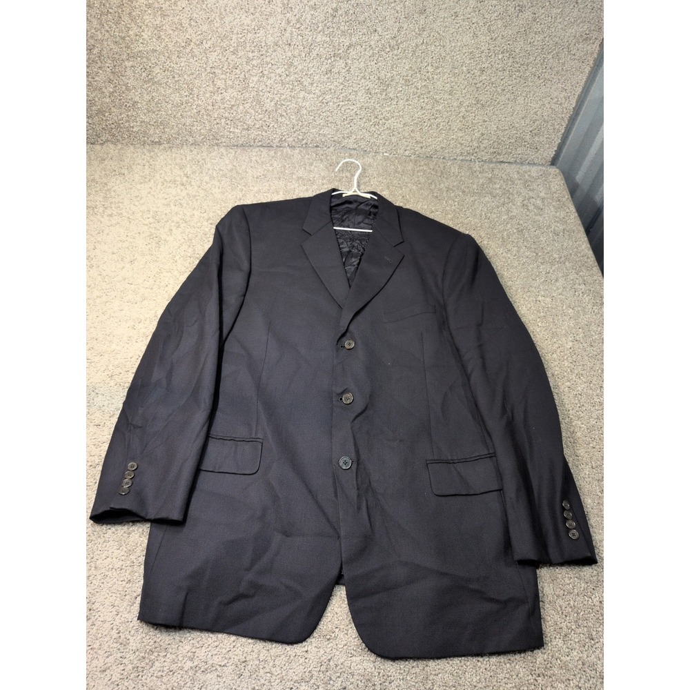 Joseph Abboud Mens 44L Black‎ 100% Wool 3 Button Blazer Sport Coat Made in USA